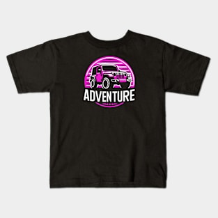 Jeep Wrangler Adventure Hot Pink Kids T-Shirt